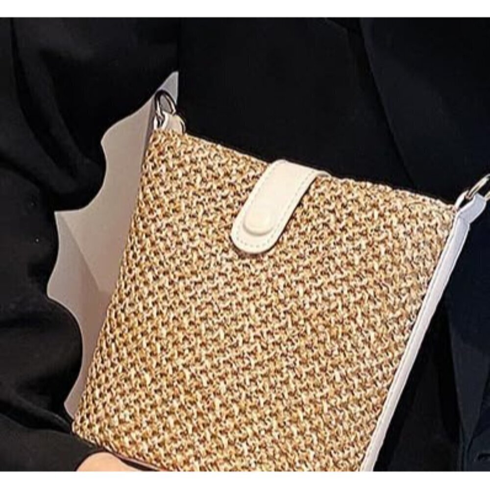 Women Straw Crossbody Bag Handmade Rattan Shoulder Bag Purse Vacation Chic - Picture 5 of 8
